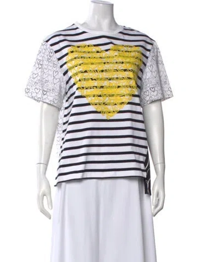 Pre-owned Stella Mccartney Striped Crew Neck T-shirt In Black