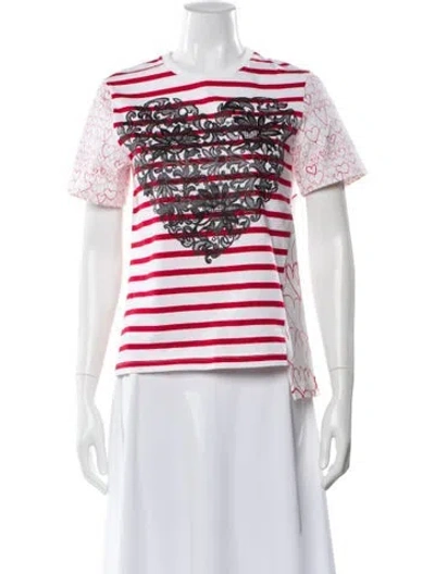 Pre-owned Stella Mccartney Striped Crew Neck T-shirt In White