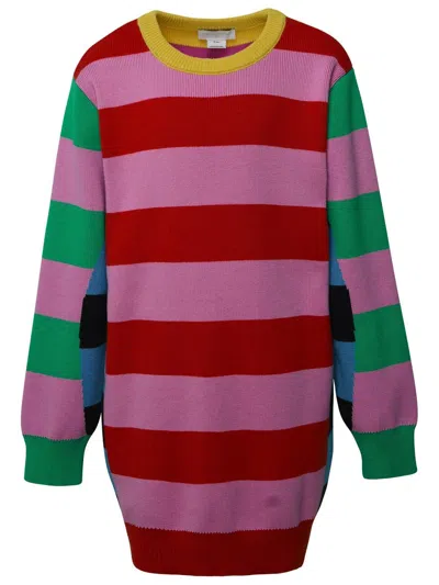 Stella Mccartney Kids' Striped Crewneck Knitted Dress In Red