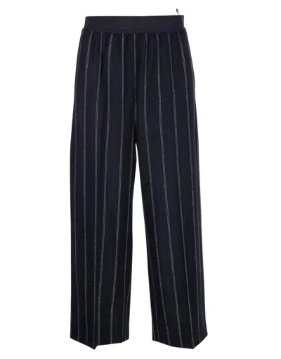 Stella Mccartney Striped Cropped Trousers In Black