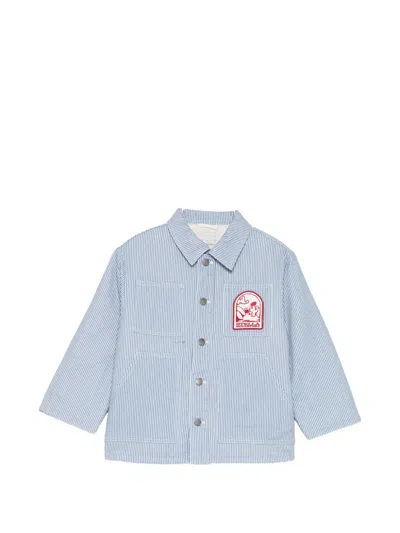 Stella Mccartney Kids' Striped Denim Jacket In Blue