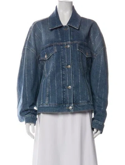 Pre-owned Stella Mccartney Striped Denim Jacket In Green