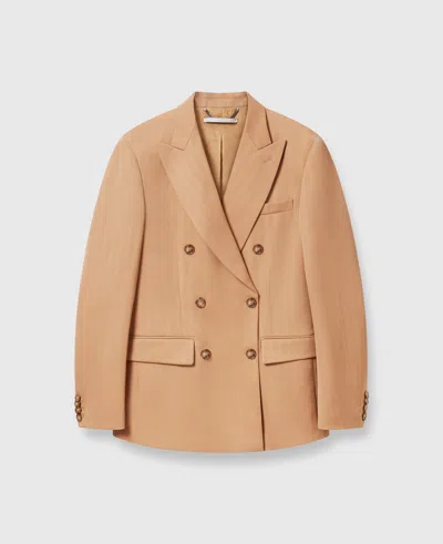 Stella Mccartney Striped Double-breasted Blazer In Beige