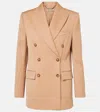 Stella Mccartney Striped Double-breasted Wool Blazer In Beige