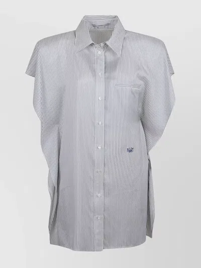 Stella Mccartney Striped Dress With Padded Shoulders In White