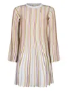 Stella Mccartney Striped Flared Knit Mini Dress In Multi
