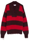Stella Mccartney Striped V Neck Knitwear With Distressed Detailing