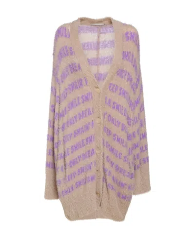 Stella Mccartney Striped Knitted Cardigan In Brown