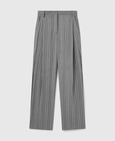 Stella Mccartney Striped Lightweight Straight Trousers In Gray