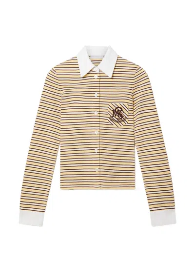 Stella Mccartney Striped Logo-embroidered Shirt In Yellow