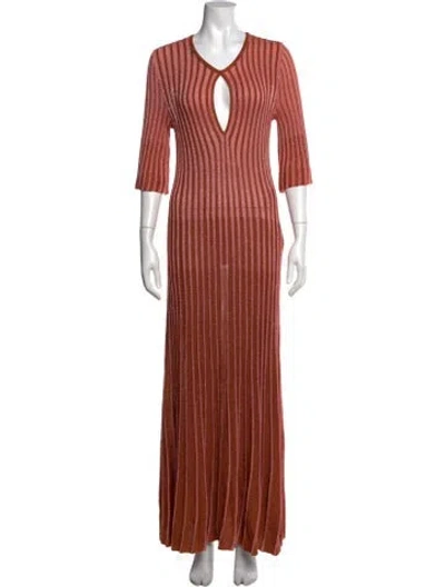 Pre-owned Stella Mccartney Striped Long Dress In Orange