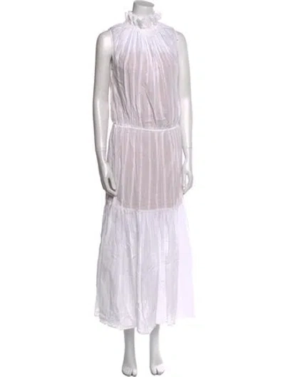 Pre-owned Stella Mccartney Striped Long Dress In White
