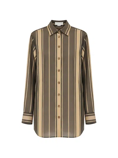 Stella Mccartney Striped Long-sleeve Shirt In Brown