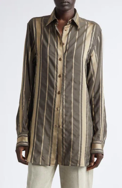 Stella Mccartney Striped Lurex Shirt In Animal Print