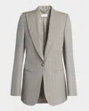 Stella Mccartney Striped Melange Single-breasted Slim Jacket In Stone