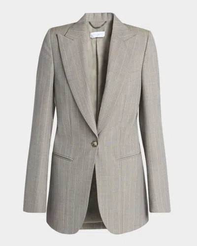 Stella Mccartney Striped Melange Single-breasted Slim Jacket In Gray