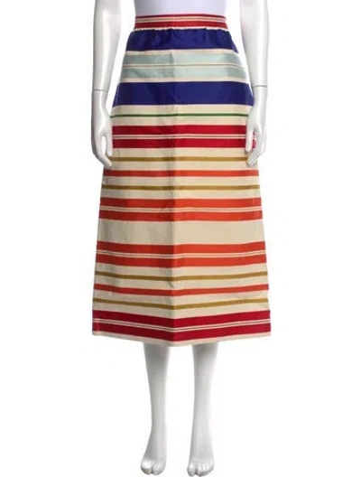 Pre-owned Stella Mccartney Striped Midi Length Skirt In White