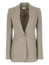Stella Mccartney Wool Blazer With Embroidered Back Vent In Gray