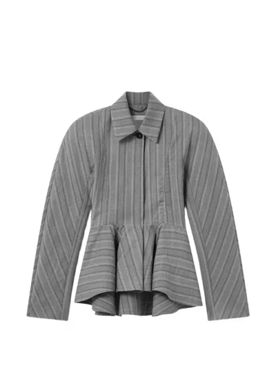 Stella Mccartney Striped Tailored Peplum Jacket In Gray