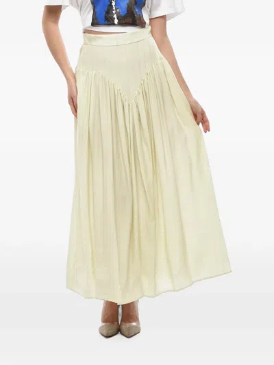 Stella Mccartney Striped Pleated Long Skirt In Neutral