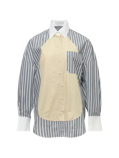 Stella Mccartney Womens Grey White Stripe Pj Panelled Cotton Shirt In Gray