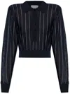 Stella Mccartney Womens Polo Striped Wool-knit Top Ink White In Blue