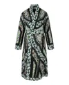 Stella Mccartney Striped Print Belted Coat In Black