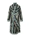 Stella Mccartney Striped Print Belted Coat In Black