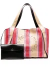 Stella Mccartney Striped Raffia Tote Bag In Neutrals