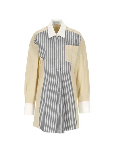 Stella Mccartney Panelled Stripe Shirt Dress In Gray