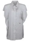 Stella Mccartney Striped Dress With Padded Shoulders In White