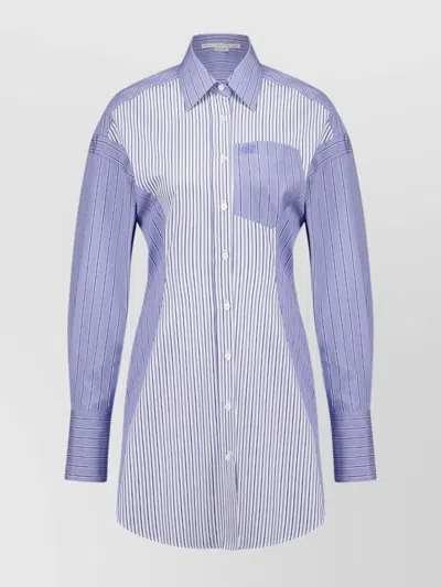 Stella Mccartney Striped Shirt Dress With Pocket In Blue