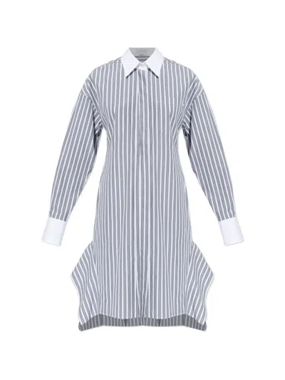 Stella Mccartney Striped Shirt Mini Dress In Gray