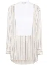 Shop Stella Mccartney Striped Shirt With Contrasting Insert In Nude & Neutrals