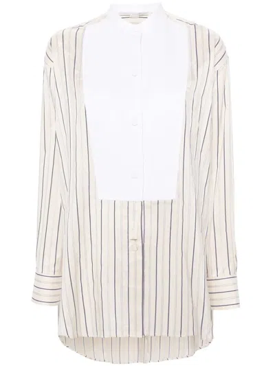 Stella Mccartney Striped Shirt With Contrasting Insert In Nude & Neutrals