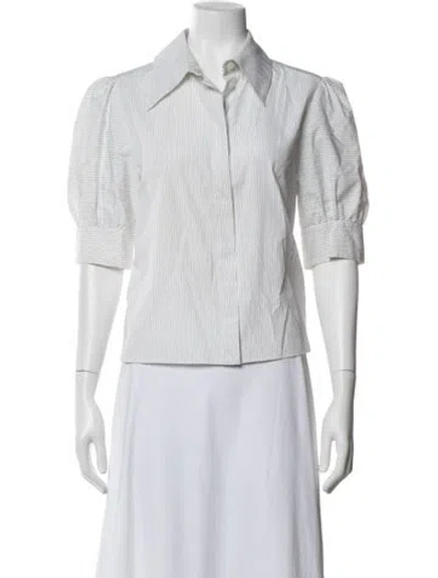 Pre-owned Stella Mccartney Striped Short Sleeve Blouse In White