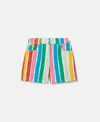 Stella Mccartney Rainbow Striped Cotton Gabardine Shorts In Multicolour