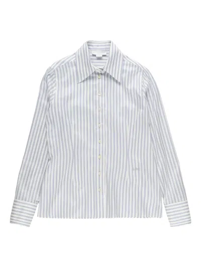 Stella Mccartney Striped Silk Shirt In Gray