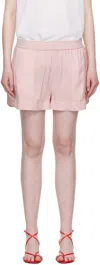 Stella Mccartney Embroidered Striped Organic Silk Shorts In Pink