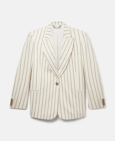 Stella Mccartney Striped Single-breasted Blazer In Cream With Black Pinstripe