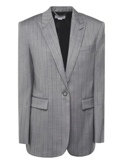Stella Mccartney Single-breasted Pinstripe Jacket In Gray