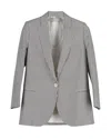 Stella Mccartney Striped Single-breasted Blazer In Black Print Seersucker Cotton In Black