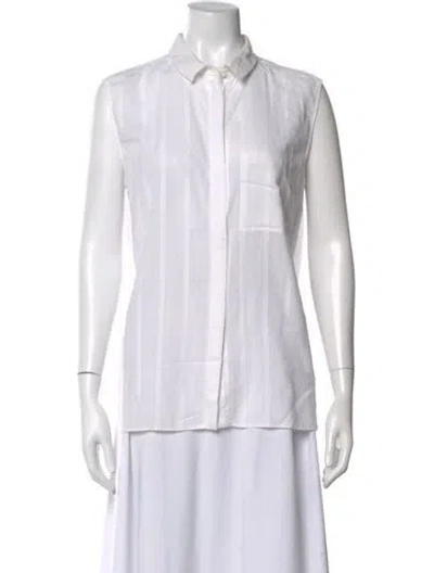 Pre-owned Stella Mccartney Striped Sleeveless Button-up Top In White