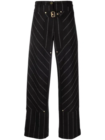 Stella Mccartney Striped Straight-leg Trousers In Black