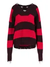 Stella Mccartney Striped V Neck Knitwear With Distressed Detailing