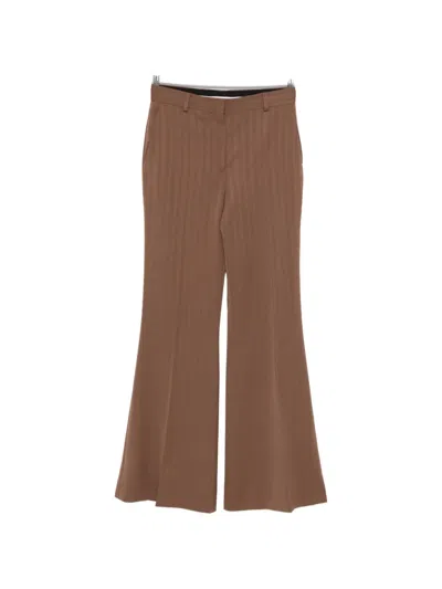 Stella Mccartney Wool Flared Leg Trousers In Brown