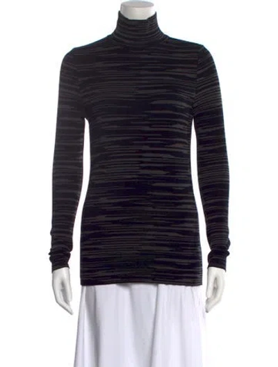 Pre-owned Stella Mccartney Striped Turtleneck Top In Black