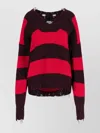 Stella Mccartney Striped V Neck Knitwear With Distressed Detailing
