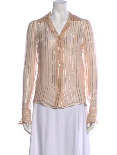 Pre-owned Stella Mccartney Striped V-neck Blouse In Neutrals