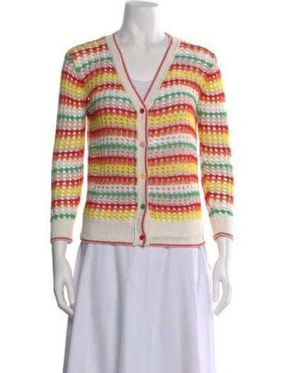 Pre-owned Stella Mccartney Striped V-neck Button-up Top In Multi
